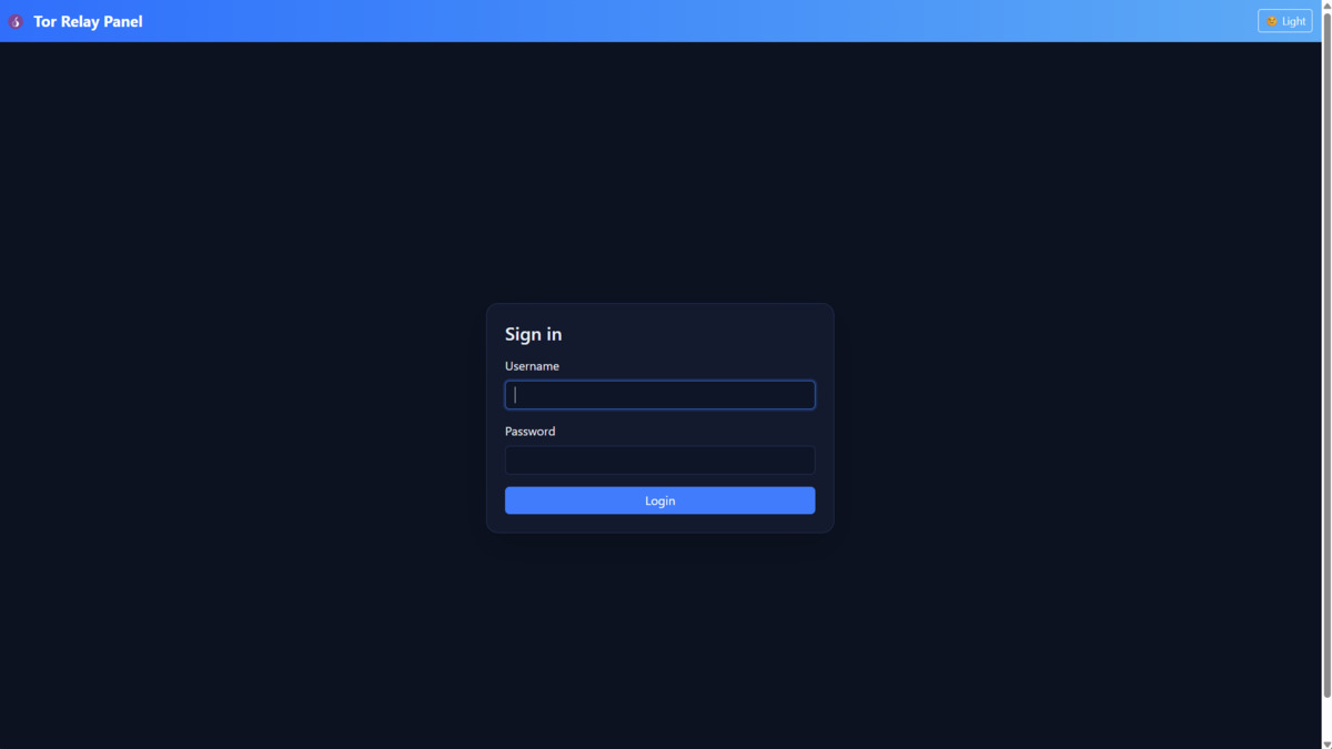 Tor Relay Panel – Login