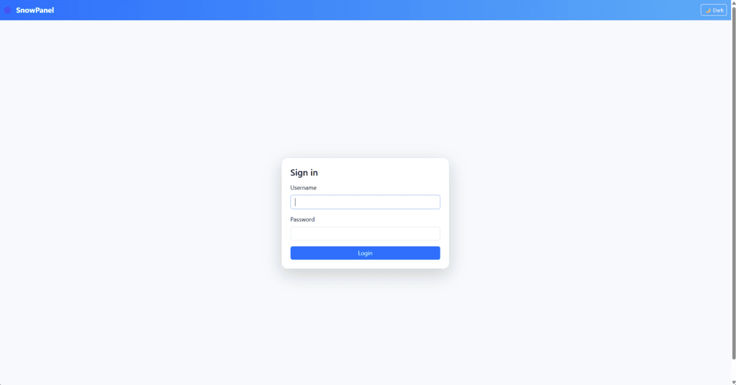 SnowPanel – Login